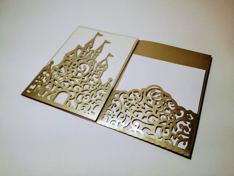 SVG TEMPLATE Weddingg Invitation Tri Fold Card Princess ...