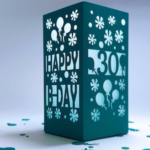 SVG Template Happy Birthday 30 lantern luminaries Cut Files Cutting Files SVG Cricut Silhouette Cameo Laser Cut Cardmaking Paperart