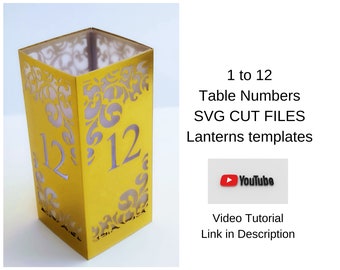 1 to 12 SVG Template Table Number Centerpiece Lanterns 3D Diecut Party Decor Wedding Arabesques SVG Cricut Silhouete laser cut DIY