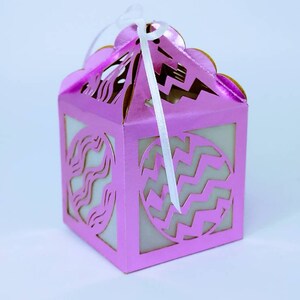 SVG Template Easter Favor Box Cricut Silhouette Cameo Laser Cut Happy Easter Candy Box for kids Gift Box Template Easter Rabbits Egg spring