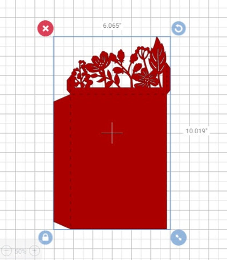 Pu&ograve; includere: Un biglietto rosso con un disegno floreale ritagliato nella parte superiore. Il biglietto misura 15,4 cm per 25,4 cm.