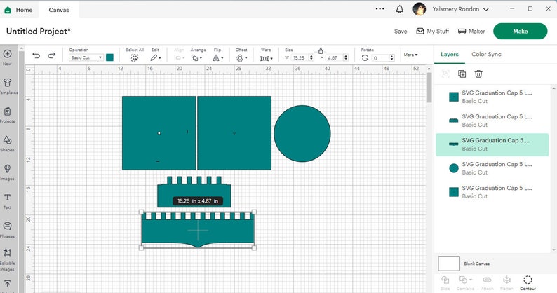 Puede incluir: Un dise&ntilde;o de gorro de graduaci&oacute;n verde azulado con formas cuadradas, circulares y rectangulares. El dise&ntilde;o mide 38,76 cm de ancho y 12,37 cm de alto.