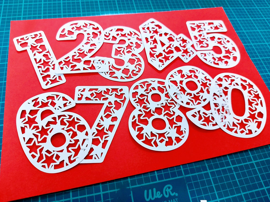 Numbers 0 to 9 Stars Layered SVG Cut File 5 Layers Templates Numbers ...