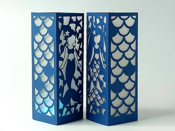 Mermaid SVG Lantern Centerpiece Cricut Laser Cut Template Mermaid BIRTHDAY GIRL Party Decor Luminaries Cutting File Cricut Laser Silhouette