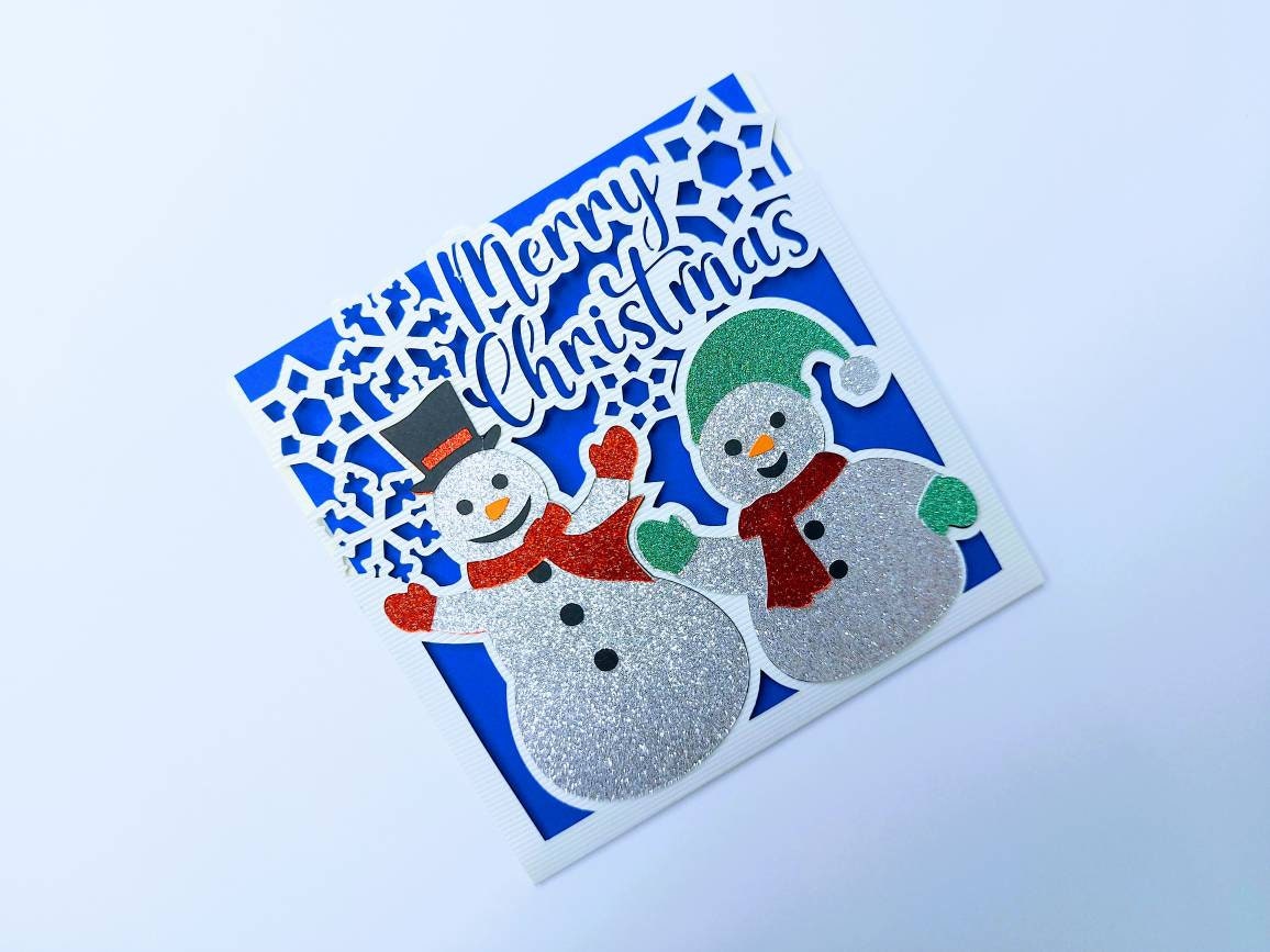 SVG Christmas Cards Snowman Cut File Cricut Templates Snowman - Etsy