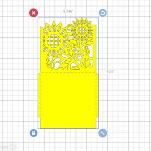 May include: A yellow cardstock die cut with a sunflower design. The cardstock is 5.746 inches wide and 10.6 inches tall.