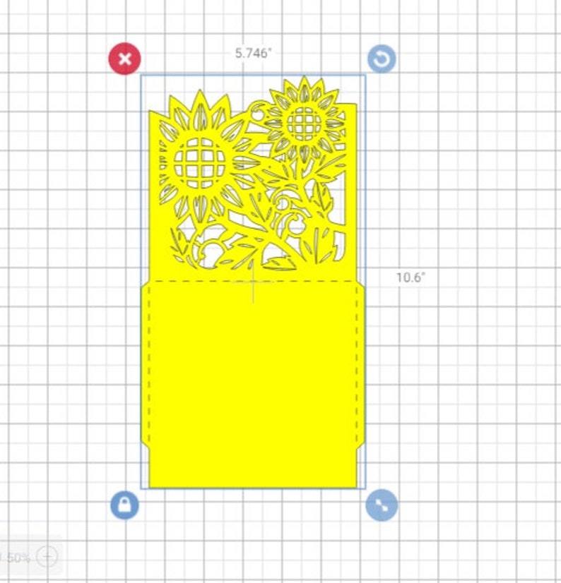 May include: A yellow cardstock die cut with a sunflower design. The cardstock is 5.746 inches wide and 10.6 inches tall.