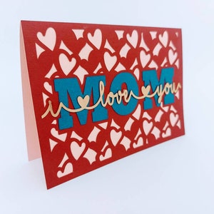 Ich Liebe Dich Mama SVG-Datei Cricut Geburtstag Mama Karten Glückliche Mutter-Tageskarten Überlagert Glücklicher Muttertag SVG Cameo Laser-Schnitt Bruder Scan-Schnitt