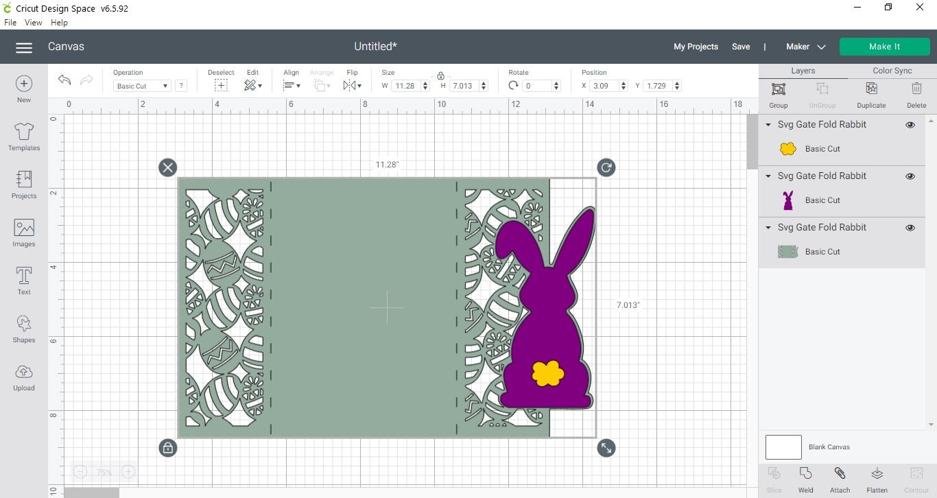 Easter Bunny SVG Gate Fold Card Cricut Silhouette Cameo Laser Cut Happy ...