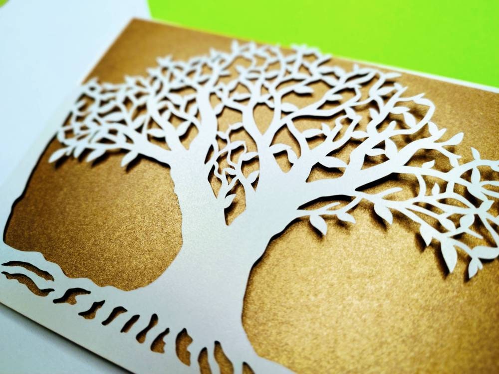 SVG Laser Cut Wedding Invitation Tree Landscape 7x5 Inches Etsy Australia
