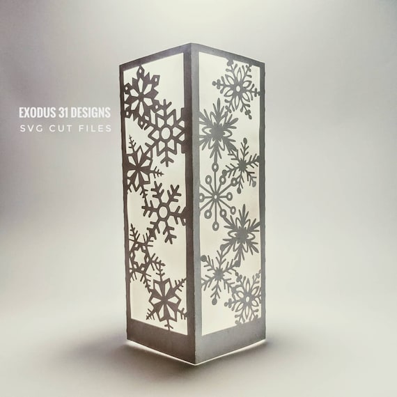 Download Centerpiece 3d Svg Template Lantern Frozen Snowflakes Winter Etsy
