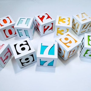 3D SVG Cube Numbers Cut Files Cricut Templates Baby Shower birthday decor home classroom Baby Blocks Cameo Laser Cut dxf didactic 3d numbers