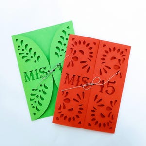 5x7 SVG Laser Cut Quinceanera Invitation Template Gate Fold Card Cricut Cut File Silhouette Cameo Papel Picado Mexican Design Card Mis 15