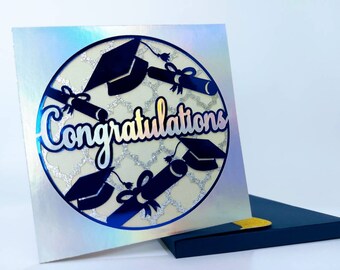 Szablon SVG karty ukończenia szkoły: Gratulacje, warstwowa karta folderowa, klasa 2026 (5 x 5 cali) (pobieranie cyfrowe) Cricut Senior Silhouette Cameo