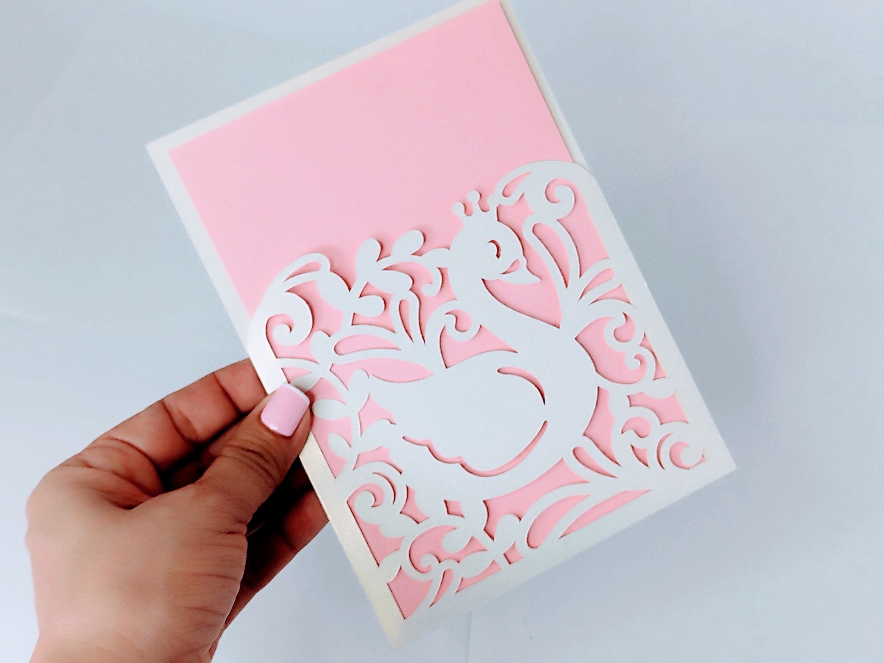 Swan Card SVG Invitation Baby Shower Baby Swan Baptism Card Template ...