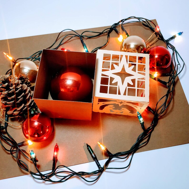 Download Christmas Ornament Box SVG Template Round Ball Manger ...