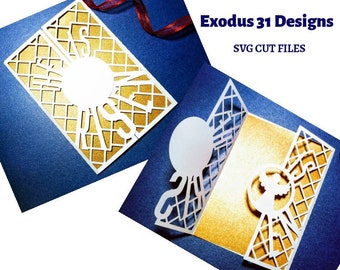 SVG Template Cricut Cross EASTER Gate Fold Card Angel He is Risen Happy Easter Silhouette Cameo Laser Cut DXF Ai png jpg Cardmaking Easter
