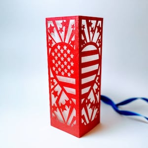 SVG Lantern Template 3D 4th July Happy Independence Day Cricut Patriotic theme Centerpiece Cut Files Silhouette Cameo Laser Cut Decoration