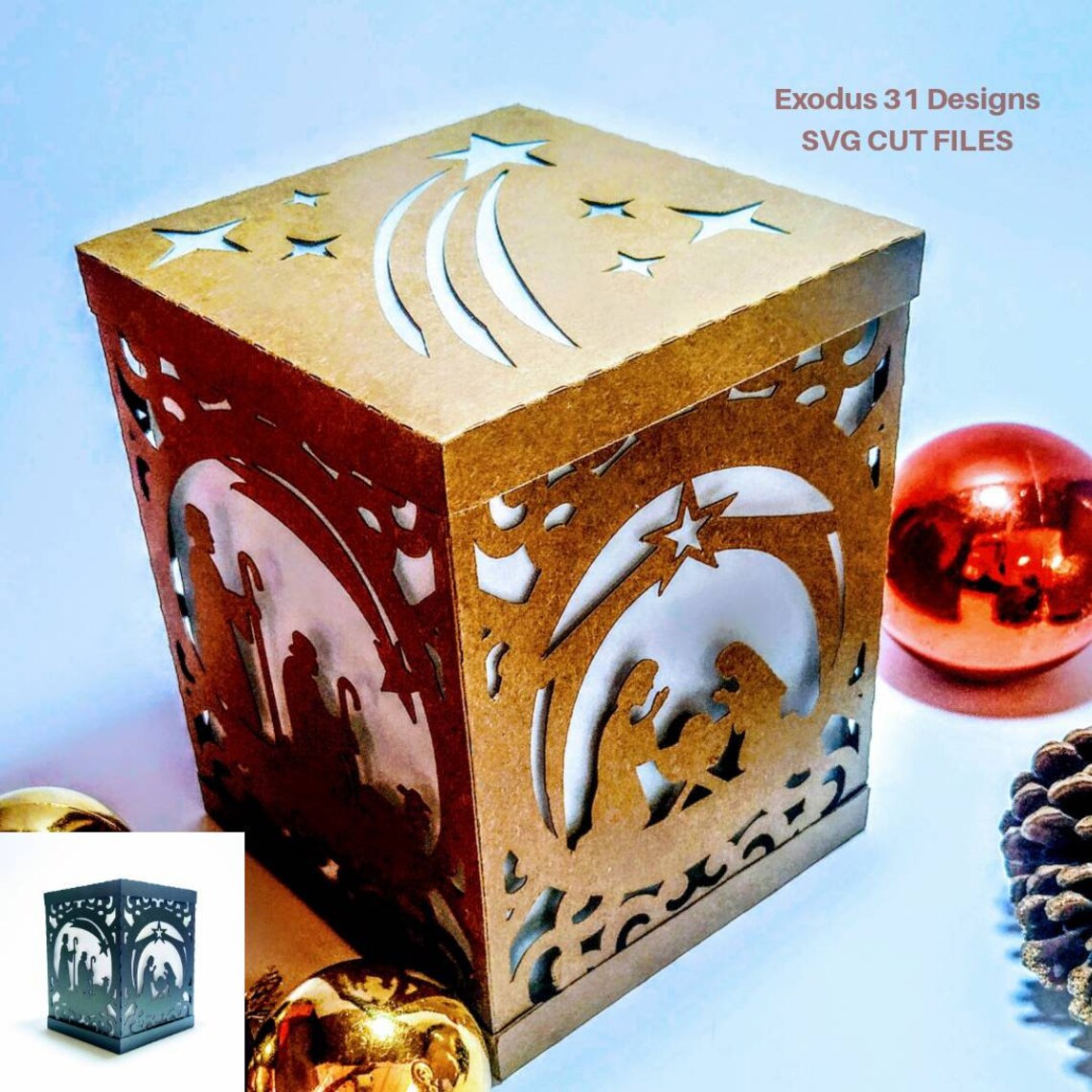 Download SVG cricut Christmas Ornaments Lantern Favor Box Template ...