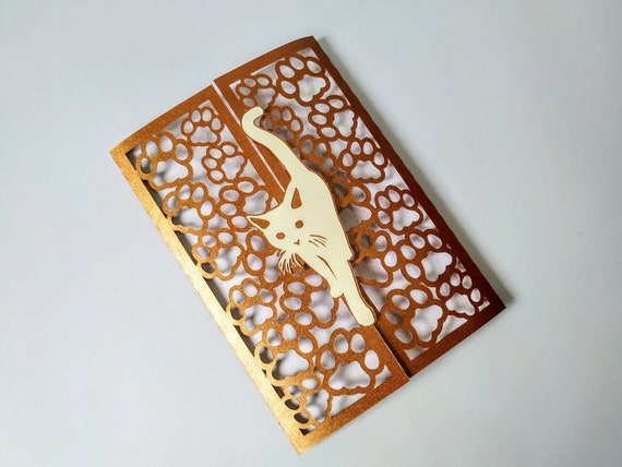 SVG TEMPLATES Birthday Cat Gate Fold Card cat lover cut file Paws cats Cricut Maker Explore Birthday Card Laser Cut Silhouette Cameo cat mom