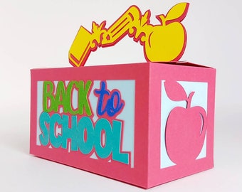 SVG favor Box Cricut Cut File BACK To SCHOOL Templates Candy Box Favor Box for kids Gift diy box Apple Teacher Box Decor Silhouette Cameo