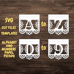 SVG Schnittdateien Papel Picado Banner Alphabet Zahlen Mexikanische Hochzeit Cricut Silhouette Cameo Bruder Scan Cut Laser Quinceamaßa Baby Shower