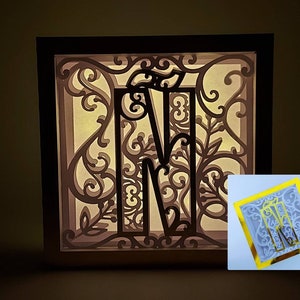 Carta Ñ Shadow Box 3D Alfabeto SVG Cortar Archivos Cricut letras caja de luz mandala en capas Silueta Cameo Corte Láser Brother Scan Cut Cricut SVG