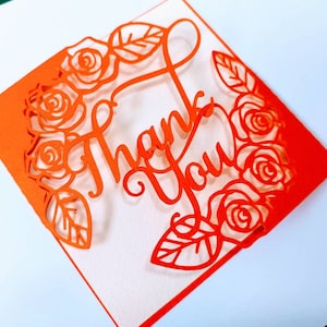 サンキューカード Cricut SVG カットファイル ゲートフォールドカードテンプレート バラカード Cricut シルエットカメオ レーザーカット バラ ダイカット サンキューカード作成