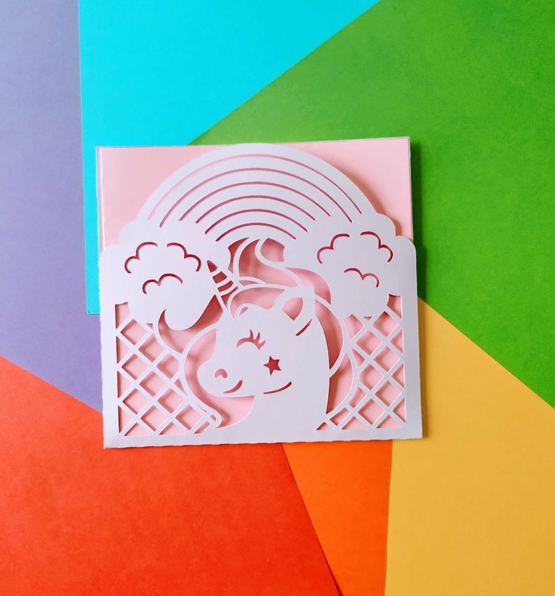 svg template envelope card invitation unicorn birthday