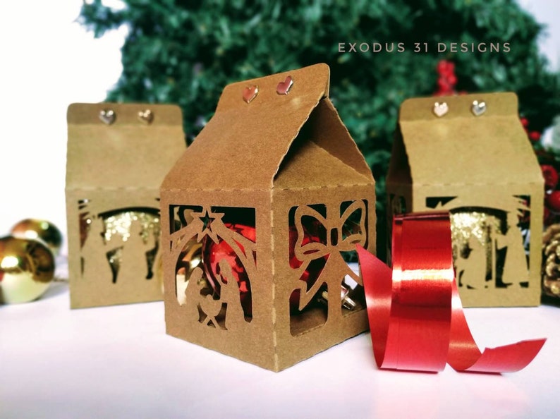 Download Christmas Ornament Box SVG 3 Templates Round Ball Manger ...