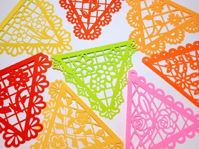 Download 8 SVG FILES CRICUT Floral Banners Papel Picado Fiesta ...