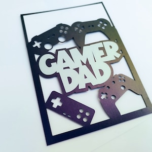 SVG Happy Father's Day Card Gamer Dad Card Cricut Lasergesneden sjablonen Silhouette Cameo Dad geschenken pocket card cut bestand gelaagde verjaardagskaart