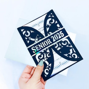 Tarjeta de invitación de graduación SVG Senior 2025 Archivo de corte Cricut Tarjeta plegable Tarjeta de felicitación Senior 2025 Silhouette Cameo Corte láser Graduado SVG