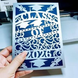 Graduation Card SVG Template Class of 2026, Laser/Cricut/Silhouette Cameo Cut File (Digital Download) Invitation Senior 2026 5x7 inches