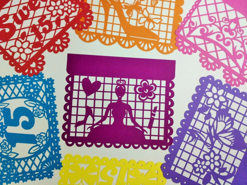 Download 7 SVG Papel Picado Quinceañera Party Decor Cutting Files ...