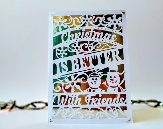 Download Svg Cut File Cricut Christmas Card Templates Snowman Merry Etsy