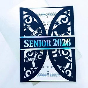 SVG Graduation Invitation Card Senior 2026 Cricut Cut File Gate Fold Card greeting card announcement Silhouette Cameo Laser Cut Template image 1