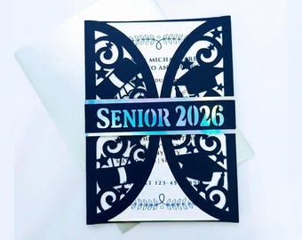 SVG Graduation Invitation Card Senior 2026 Cricut Cut File Gate Fold Card greeting card announcement Silhouette Cameo Laser Cut Template