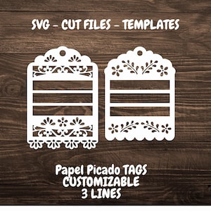 Fichiers coupe SVG personnalisables modèles Cricut Joy Tag tutoriel vidéo Cricut Maker mariage tag baptême Papel Picado découpé au laser Silhouette camée