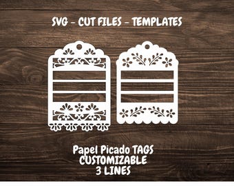 Customizable SVG cut files Templates Cricut Joy Tag Video Tutorial Cricut Maker Wedding Tag Baptism Papel Picado Laser Cut Silhouette Cameo
