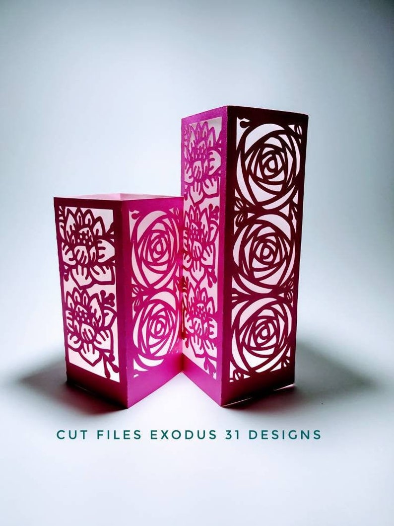 Download Set 2 SVG Files Lantern Template Cricut Flowers Roses ...