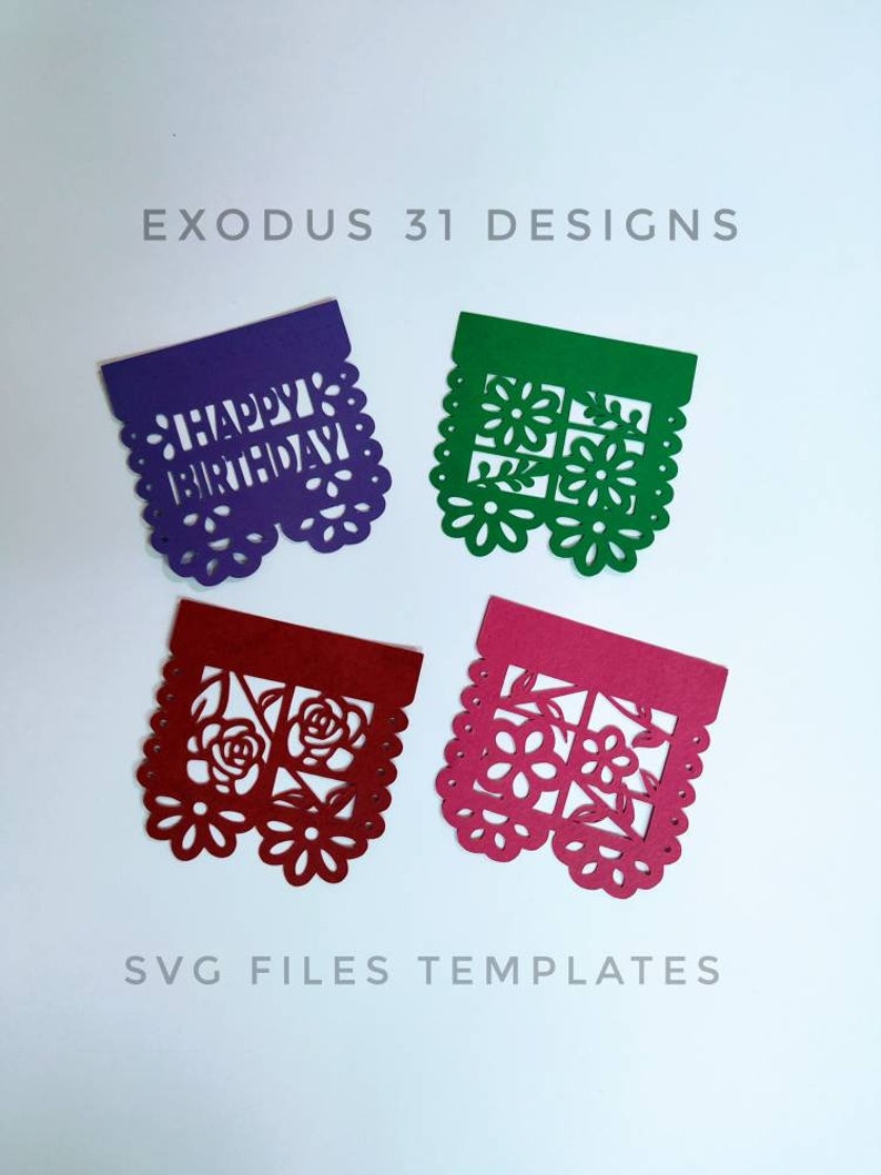 Download 4 SVG CRICUT cut files TEMPLATES Papel Picado Mini banners ...