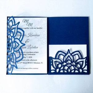 Modèles SVG fichier coupe faire-part de mariage Cricut carte de poche trois volets marocaine découpée au laser Silhouette camée Arabesques Design Maroc Decor