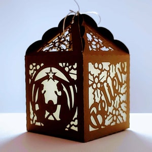 SVG Cricut Weihnachtsschmuck Box Vorlagen Geburt von Jesus Krippe Favor Box Krippe, Cricut Cut Datei Geschenk Silhouette Cameo Laser Cut
