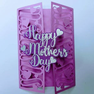 Archivos de corte SVG Tarjeta del Día de la Madre de Cricut Plantilla de Cricut Corazones Feliz Día de la Madre Cricut Silhouette Cameo Cut Archivo de corte láser Tarjeta plegable