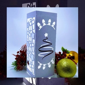 SVG 3D Lantern Christmas Tree Gift Cut File Template Cricut Silhouete Laser Cut Luminaries Decor DXF Ai Merry Christmas Decor Centerpiece