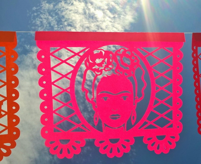 2 SVG-filer mall Papel Picado Cricut silhuett mexikansk festdekor banderoller flaggor blommor fiesta blommor DXF ai PNG jpg laserskuren bild 1