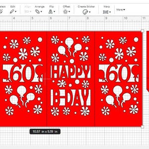 Modelo SVG Feliz Aniversário 60 luminárias de lanterna Arquivos de corte Arquivos de corte SVG Cricut Silhouette Cameo Corte a laser Cardmaking Paperart