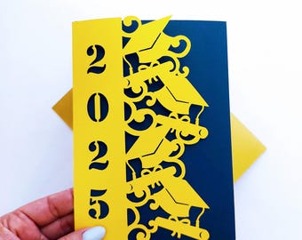 SVG Graduation Invitation Card Class of 2025 Cricut Cut File Tri Fold Pocket greeting card Senior 2025 Silhouette Cameo Laser Cut grad SVG