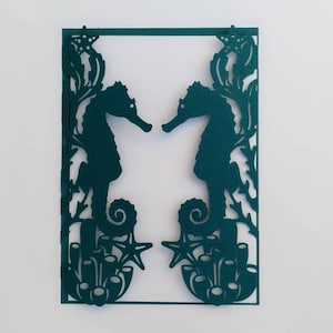 Invitación de boda svg, tarjeta plegable de caballitos de mar SVG, plantillas de invitaciones Boda en la playa, verano en el mar Archivo de corte Cricut Laser Silhouette Cameo